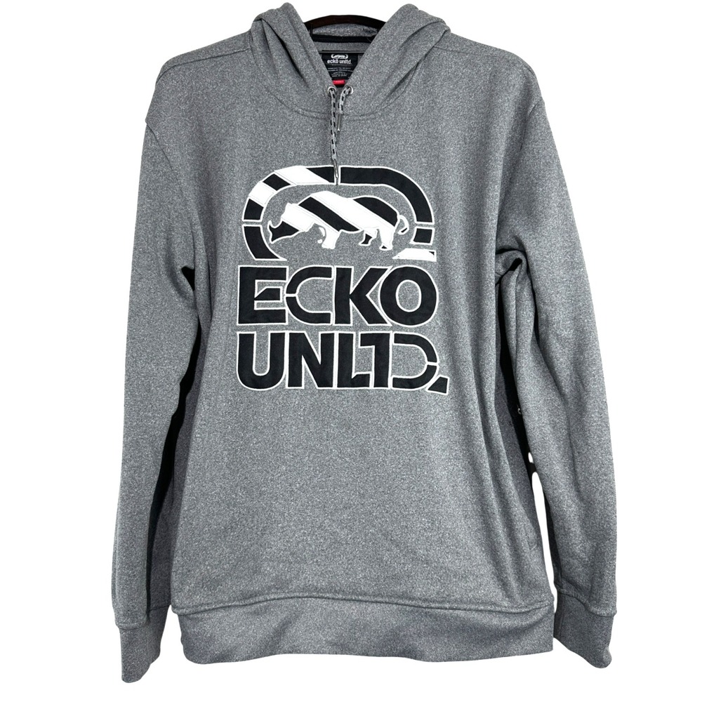 ECKO UNLTD Performance Gray Hoodie Sweatshirt Rhino Embroidered Size‎ 2XL XXL